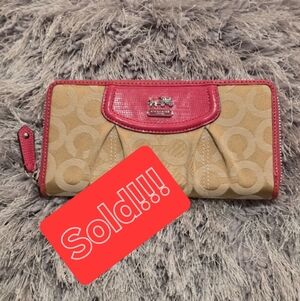 Coach Pink and Cream Women's Wallet
